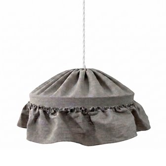 Lampa lniana wisząca szara rustykalna Carolin